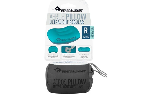 Sea To Summit Aeros Ultralight Pillow Reisekissen Regular, Grau 36x26x12cm 3 Sea To Summit Aeros Ultralight Pillow Reisekissen Regular, Grau 36x26x12cm