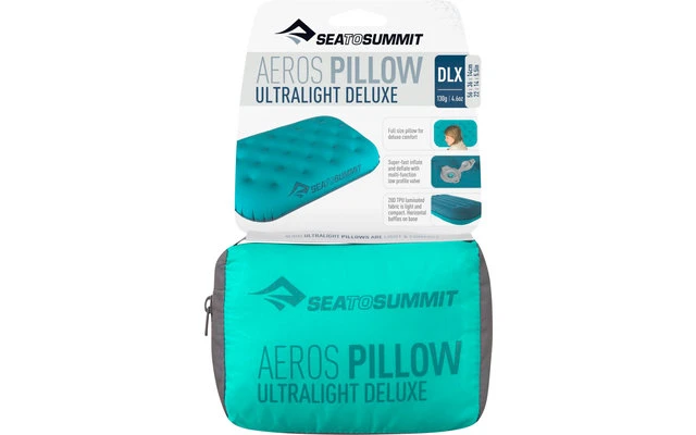 Sea To Summit Aeros Ultralight Pillow Deluxe Reisekissen, Türkis 56x36x14cm 8 Sea To Summit Aeros Ultralight Pillow Deluxe Reisekissen, Türkis 56x36x14cm – Bild 6